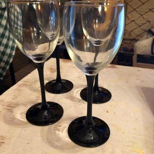 Vintage black stemmed wine glass – France